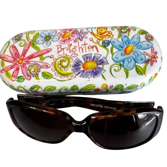 Brighton Other - Brighton Crystal Voyage Tortoise Shell Sunglasses With Floral Case